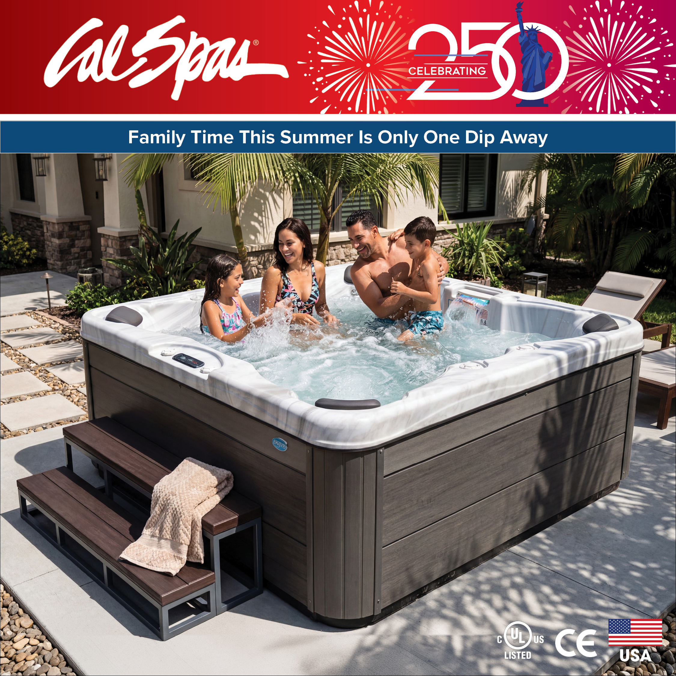 Calspas hot tub being used in a family setting - Blue Springs